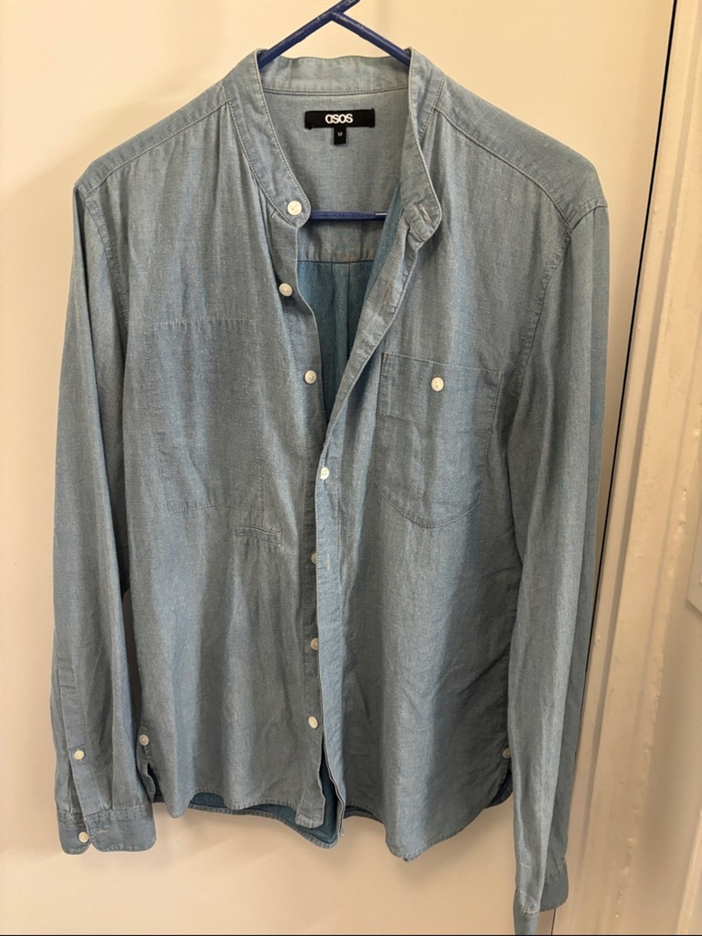 ASOS Light Wash Denim Shirt in Pale Blue